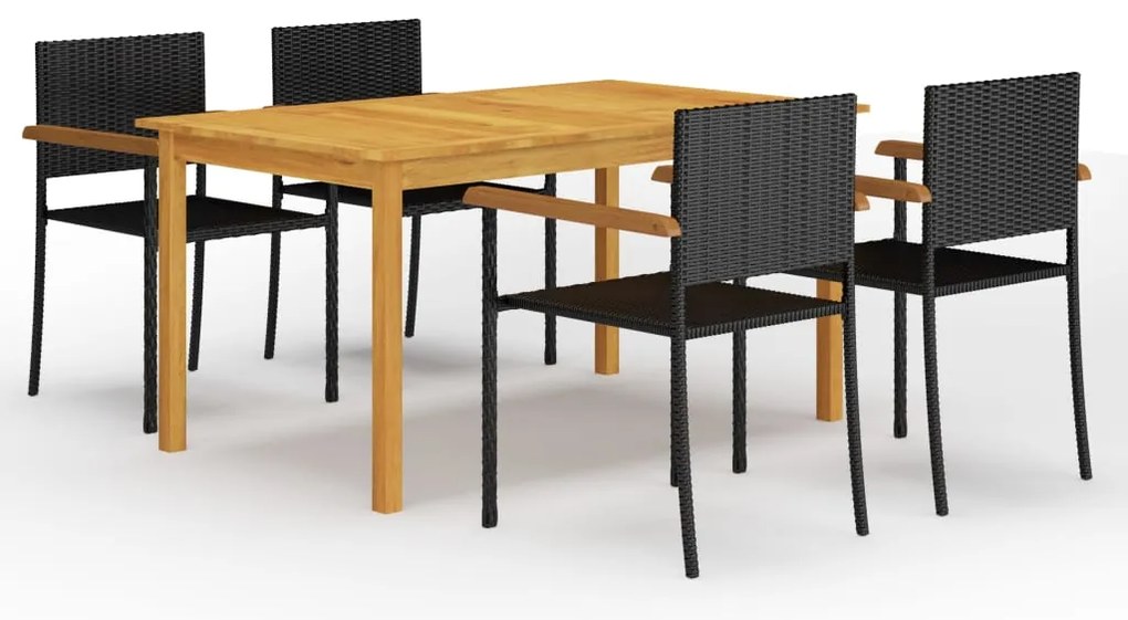 vidaXL 5 pcs conjunto de jantar para jardim preto
