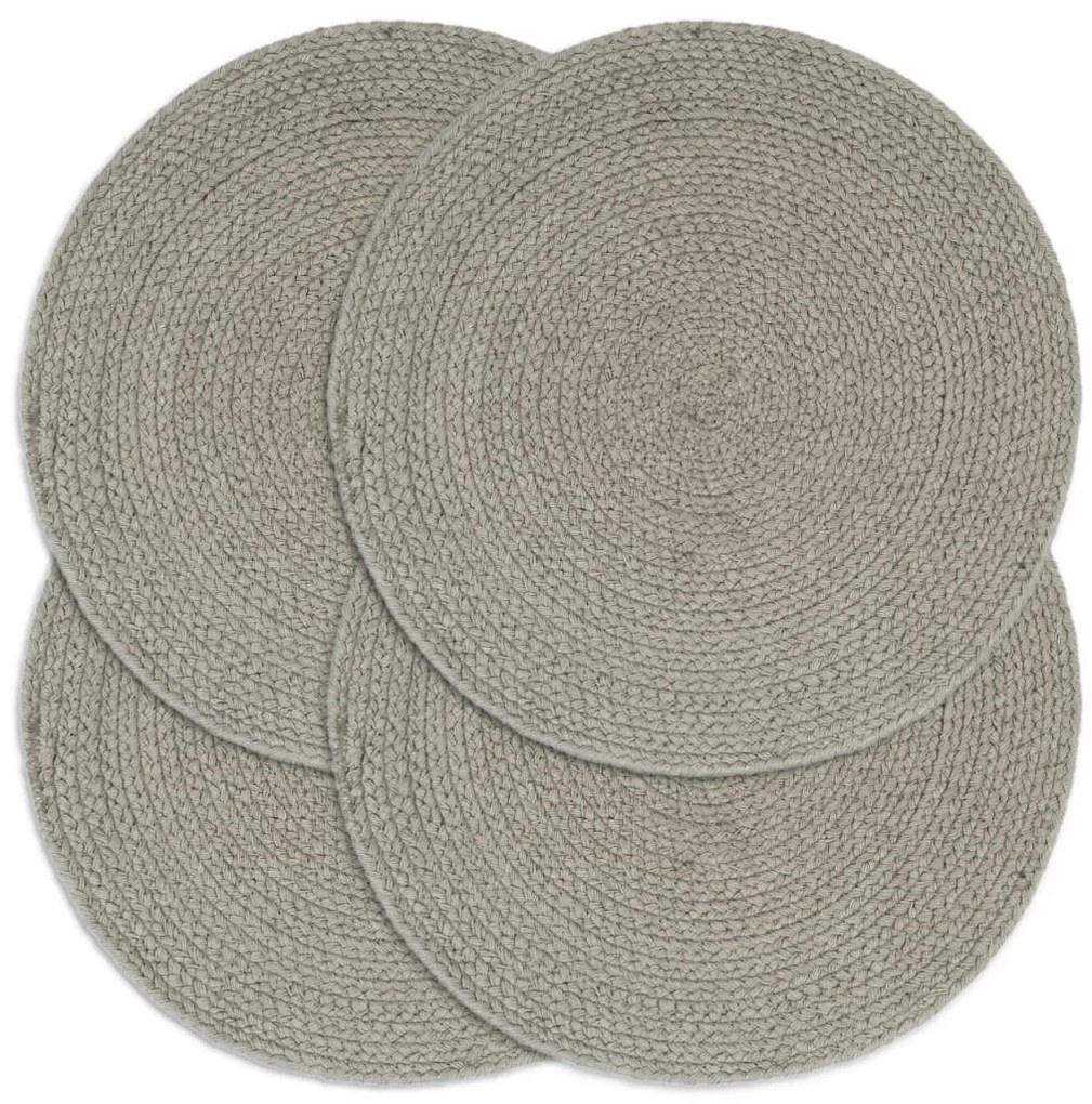 vidaXL Individuais de mesa 4 pcs algodão liso 38 cm redondo cinzento