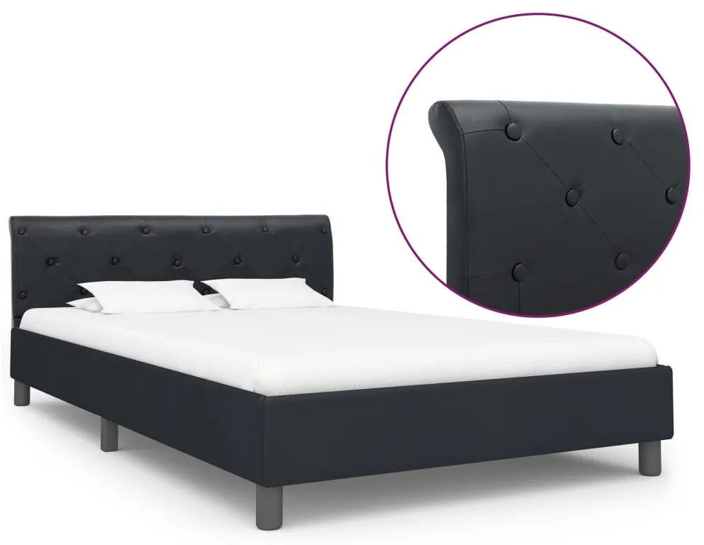 Estrutura de cama 140x200 cm couro artificial preto