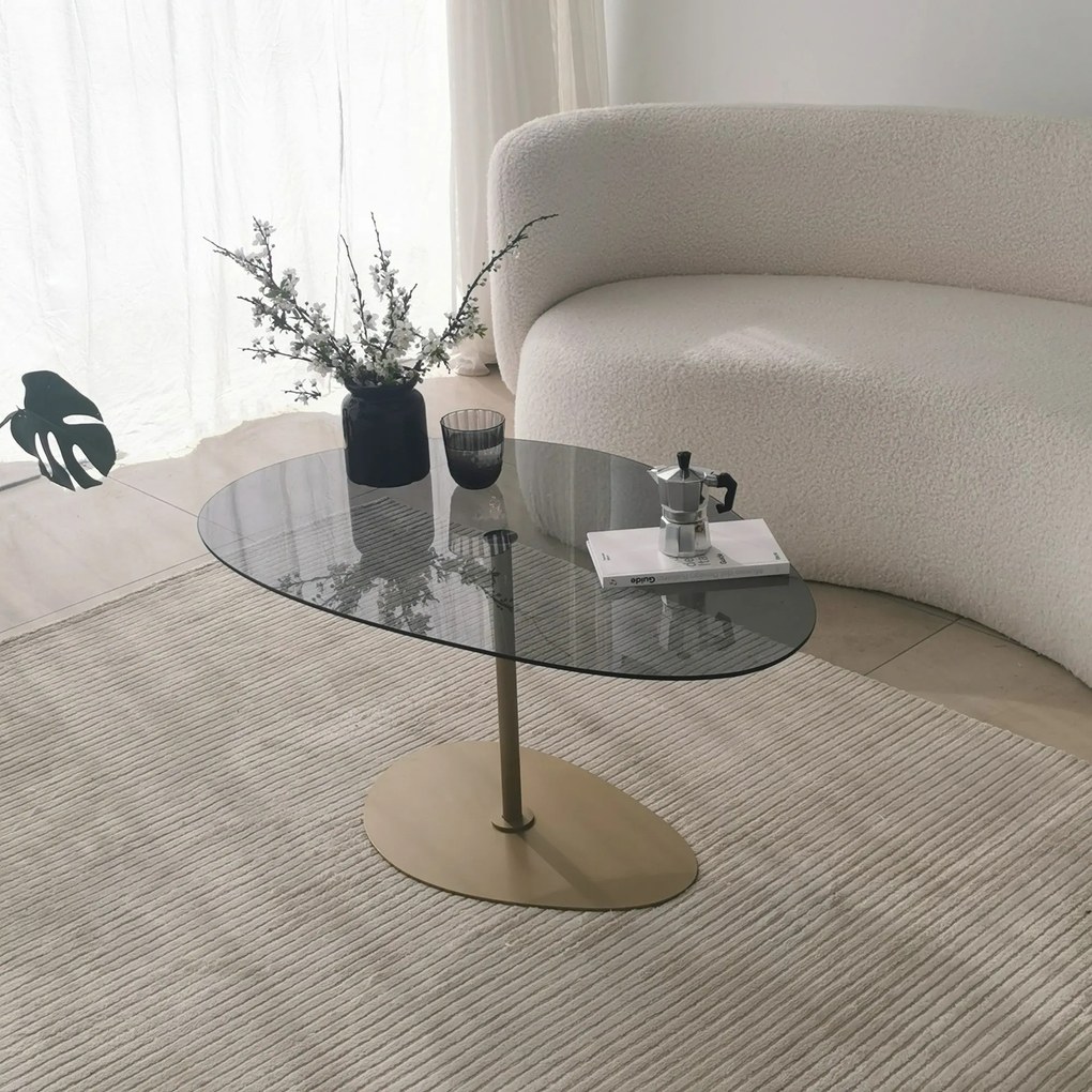 Mesa de Centro Porto – Cinzento Escuro e Dourado – 90 x 40 x 60 cm