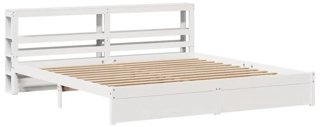 Estrutura de cama c/ cabeceira sem colchão 200x200 cm branco