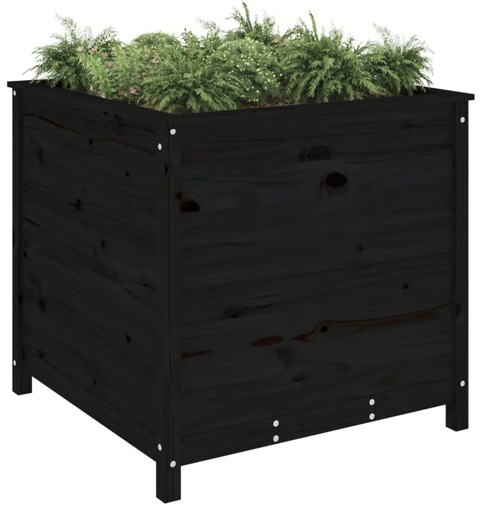Vaso/floreira de jardim 82,5x82,5x78 cm pinho maciço preto