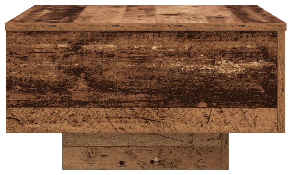 Mesa de centro vidaXL com luzes LED em madeira velha 55x55x31 cm