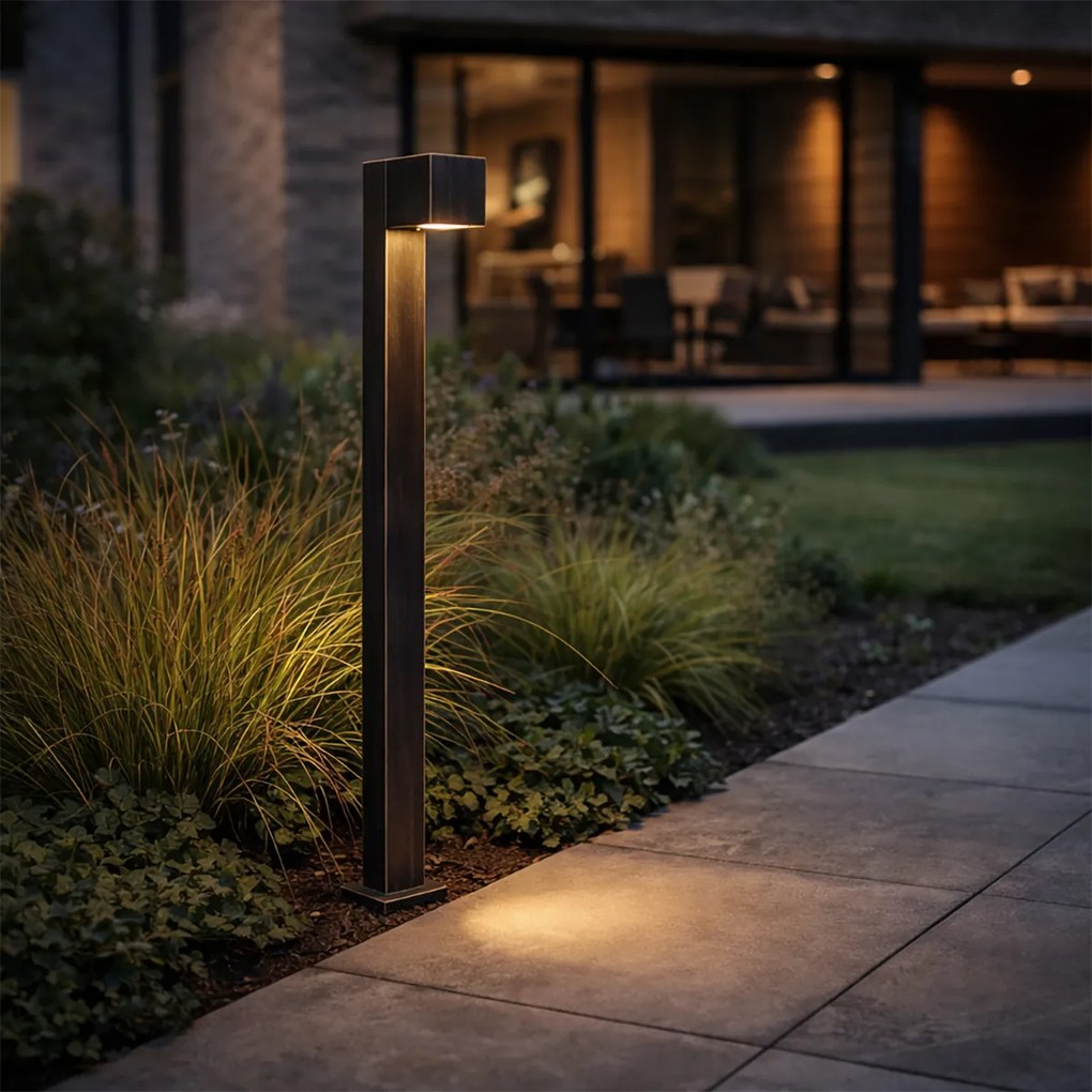 Candeeiro de pé exterior industrial dourado antigo 80 cm IP44 - Baleno