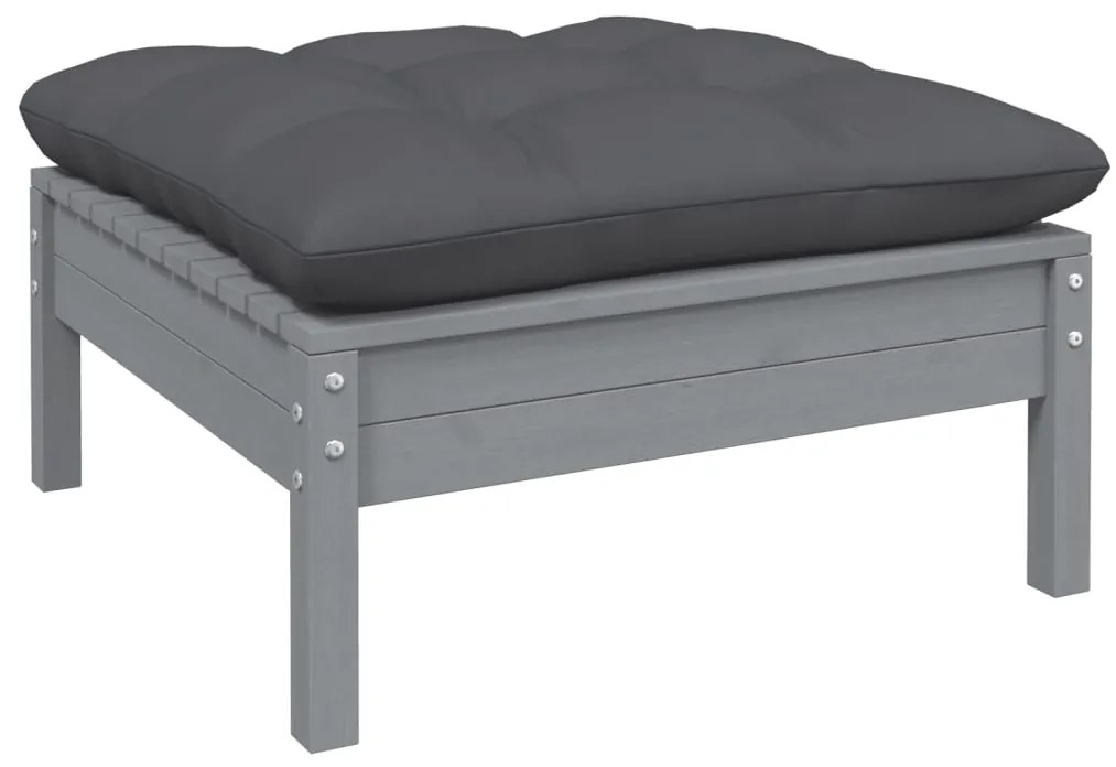 5 pcs conjunto lounge de jardim c/ almofadões pinho maciço