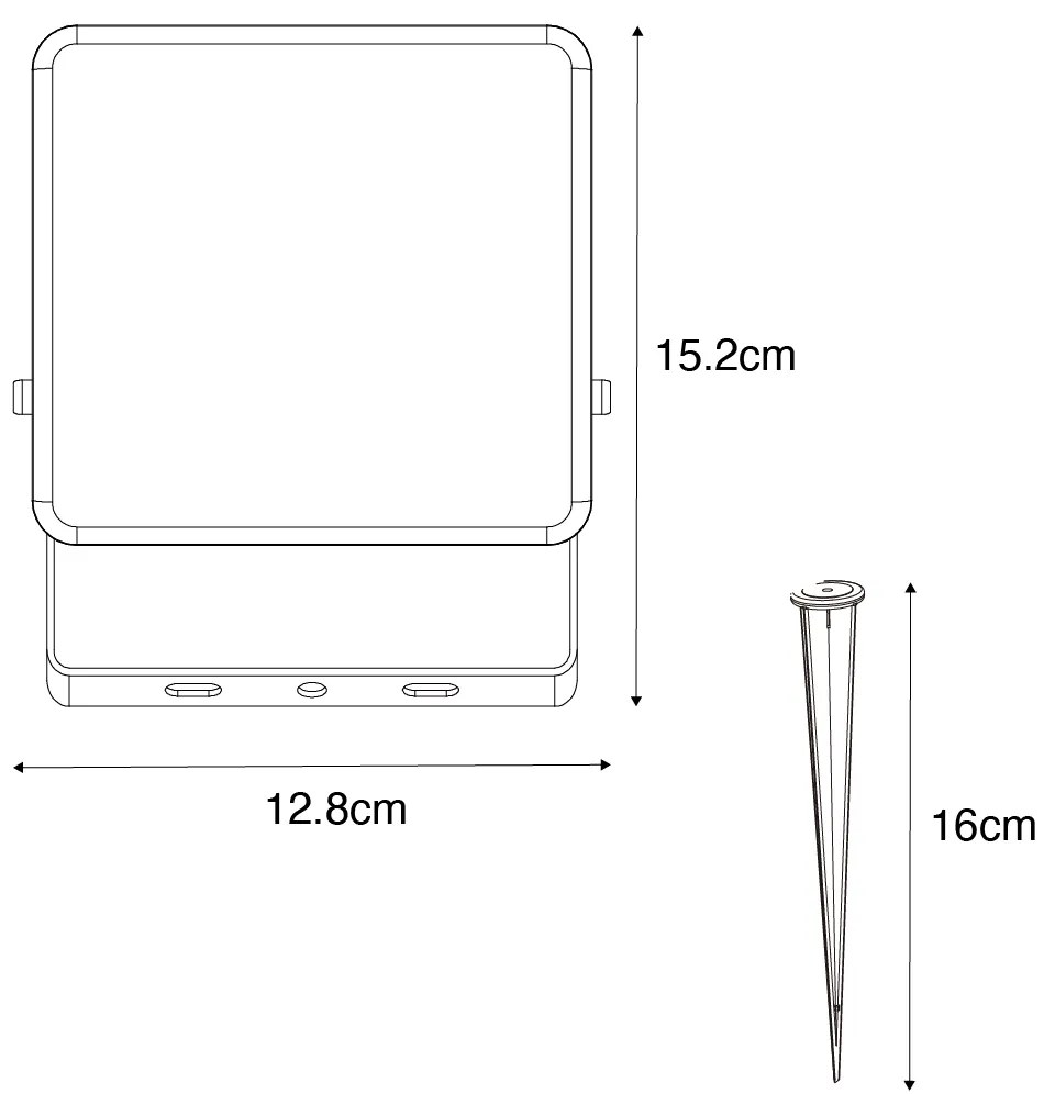 Radiador inteligente preto 12,8 cm incluindo LED IP65 com pino de aterramento - Ruud Moderno