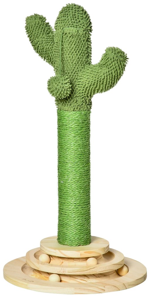 Poste Arranhador para Gatos em Forma de Cactus Pequena Árvore Arranhadora para Gatos com Poste de Sisal e Pelúcia Bola Suspensa e Base com Brinquedo d