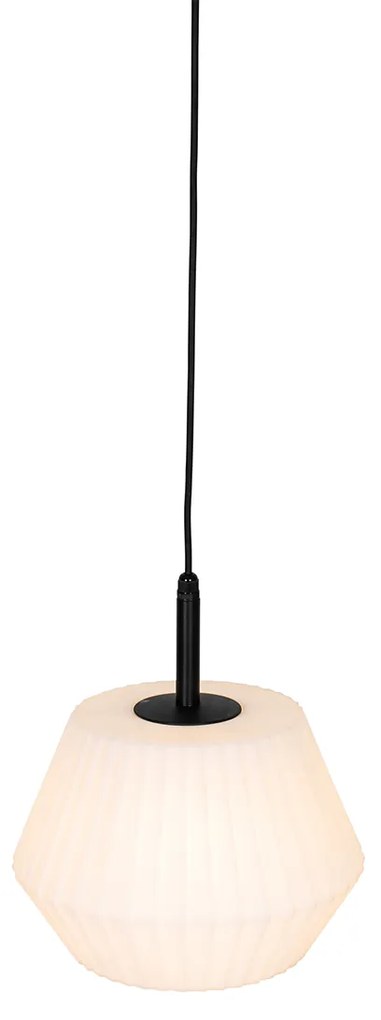 Candeeiro de suspensão exterior moderno preto com cúpula branca 33 cm IP44 - Robbert Moderno