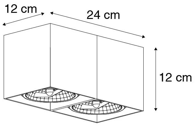 Projetores de design preto retangular 2 luzes - Box Moderno