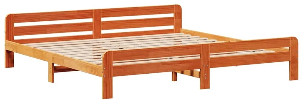 Cama sem colchão 200x200 cm pinho maciço castanho-mel