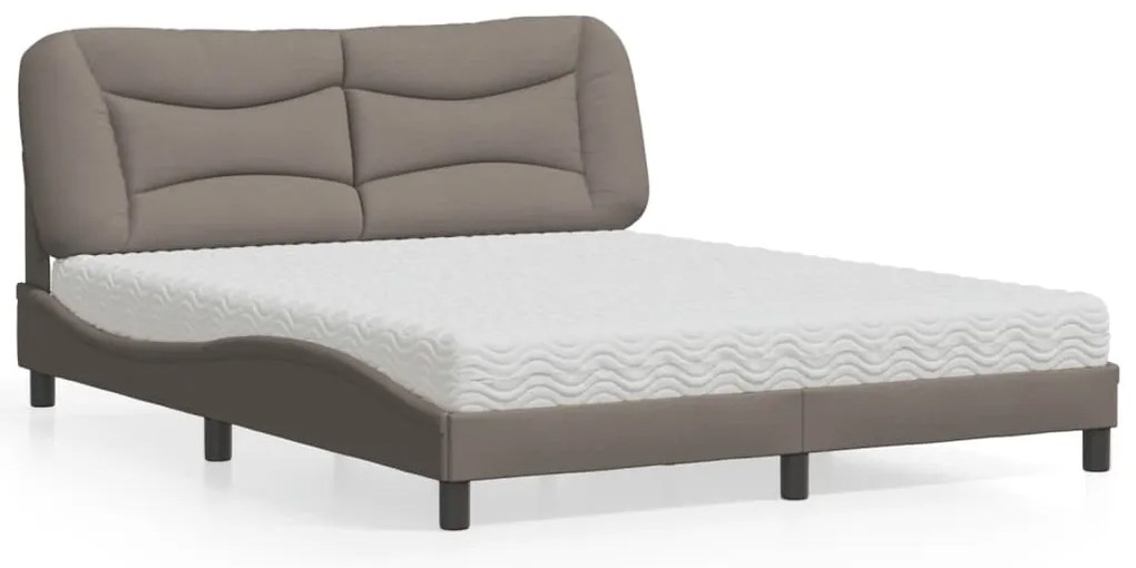 Cama com colchão 160x200 cm tecido castanho-acinzentado