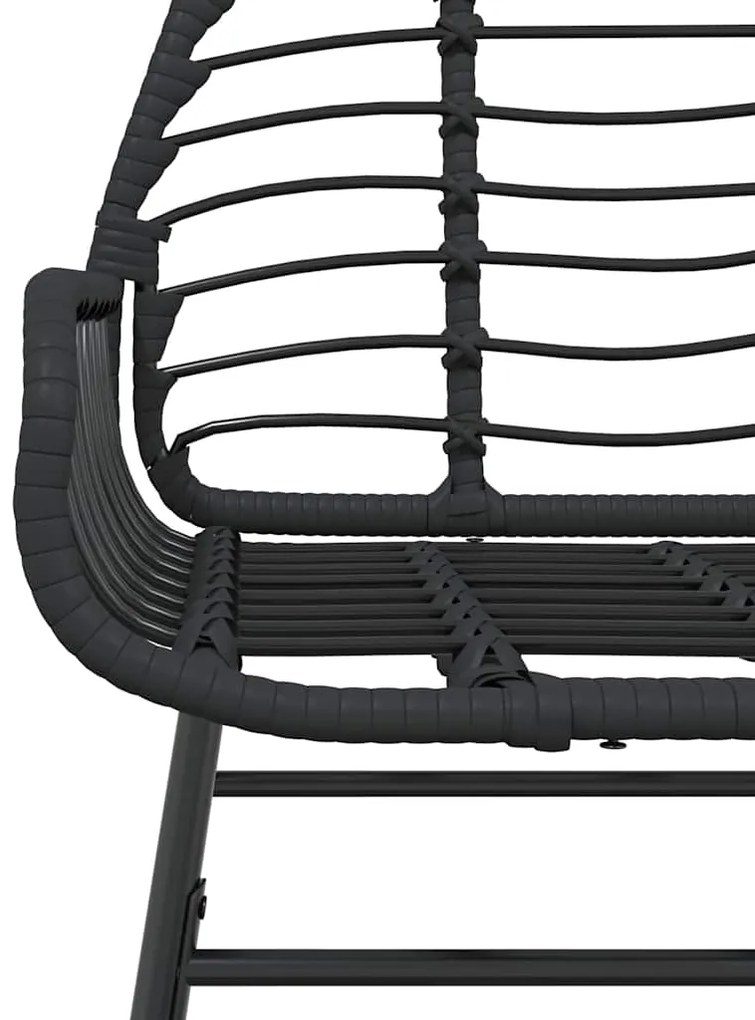 3 pcs conjunto de jantar para jardim vime PE vidro preto