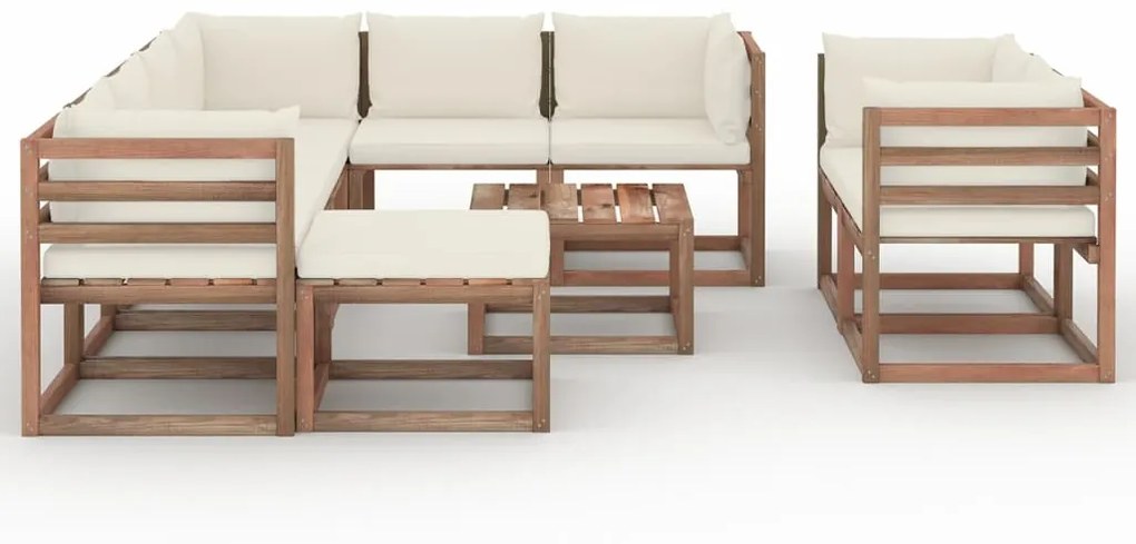 10 pcs conjunto lounge de jardim com almofadão cor creme