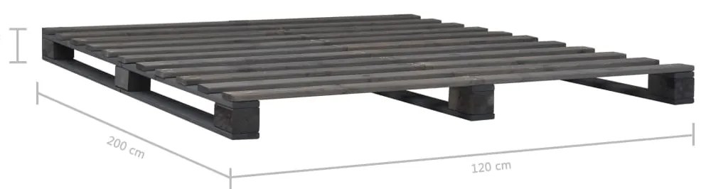 Estrutura de cama em paletes pinho maciço 120x200 cm cinzento