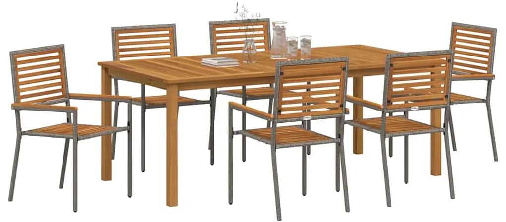 Conjunto de Jantar para o Jardim 7 pcs Cinzeto