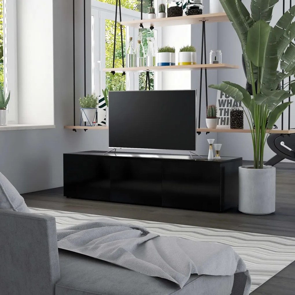 vidaXL Móvel de TV 120x34x30 cm derivados de madeira preto