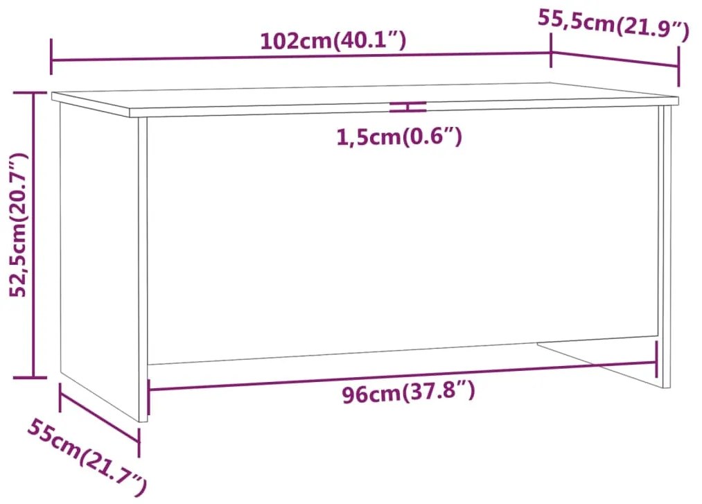 Mesa de centro 102x55,5x52,5cm madeira processada cinza cimento