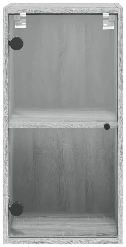 Armário de parede c/ portas de vidro 35x37x68,5 cm cinza sonoma