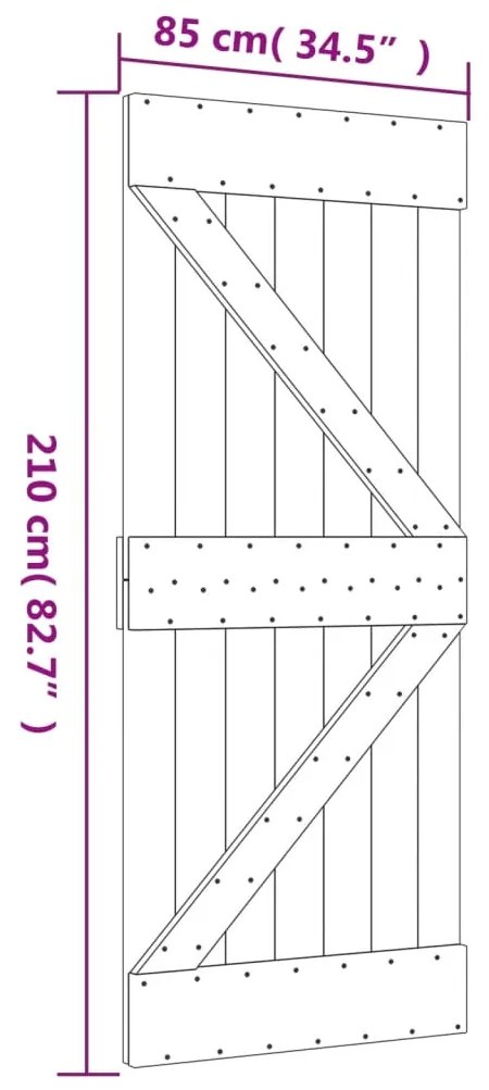 Porta NARVIK 85x210 cm madeira de pinho maciça