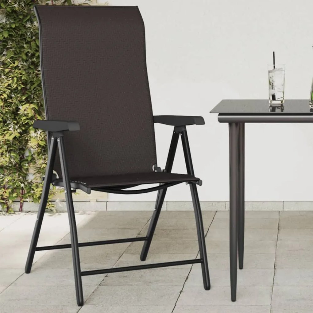 Cadeiras de jardim dobráveis 4 pcs vime PE cor preto café