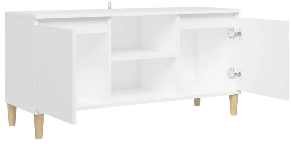 Móvel de TV c/ pernas de madeira maciça 103,5x35x50 cm branco