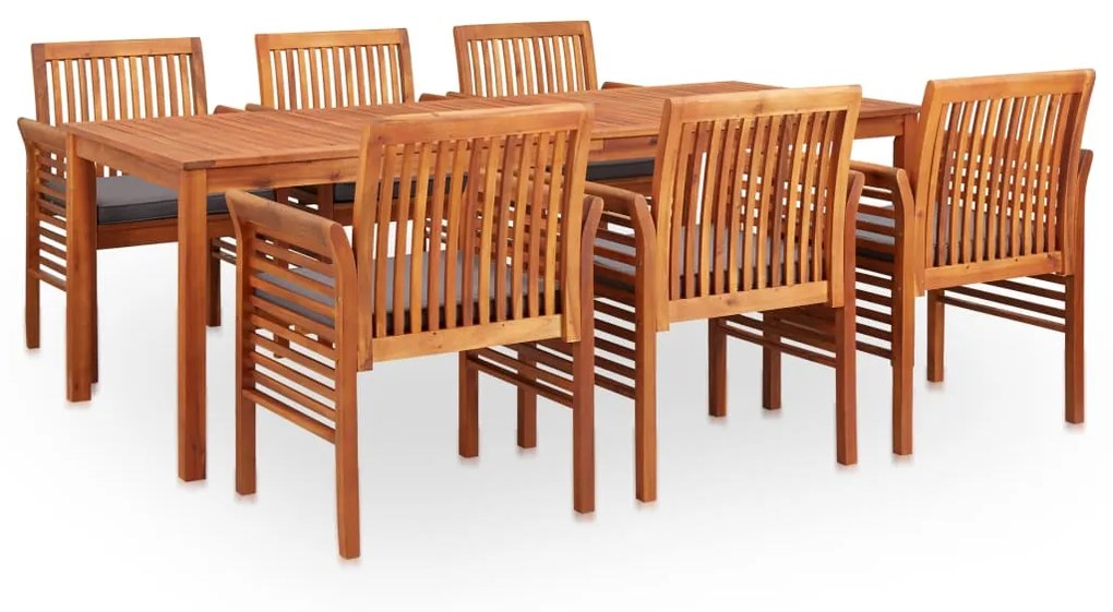 278905 vidaXL 7 pcs conjunto de jantar exterior c/ almofadões acácia maciça