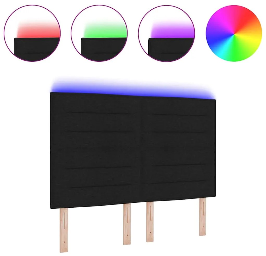 Cabeceira LED Design de Linhas Preta 80 cm Tecido