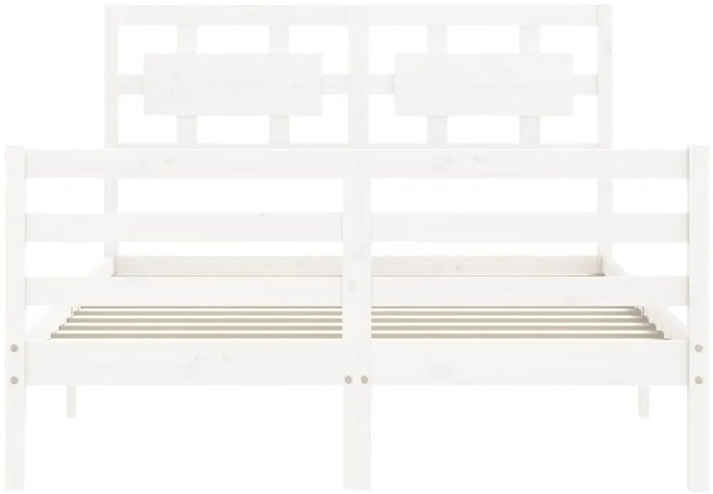 Estrutura de cama com cabeceira 120x200cm madeira maciça branco