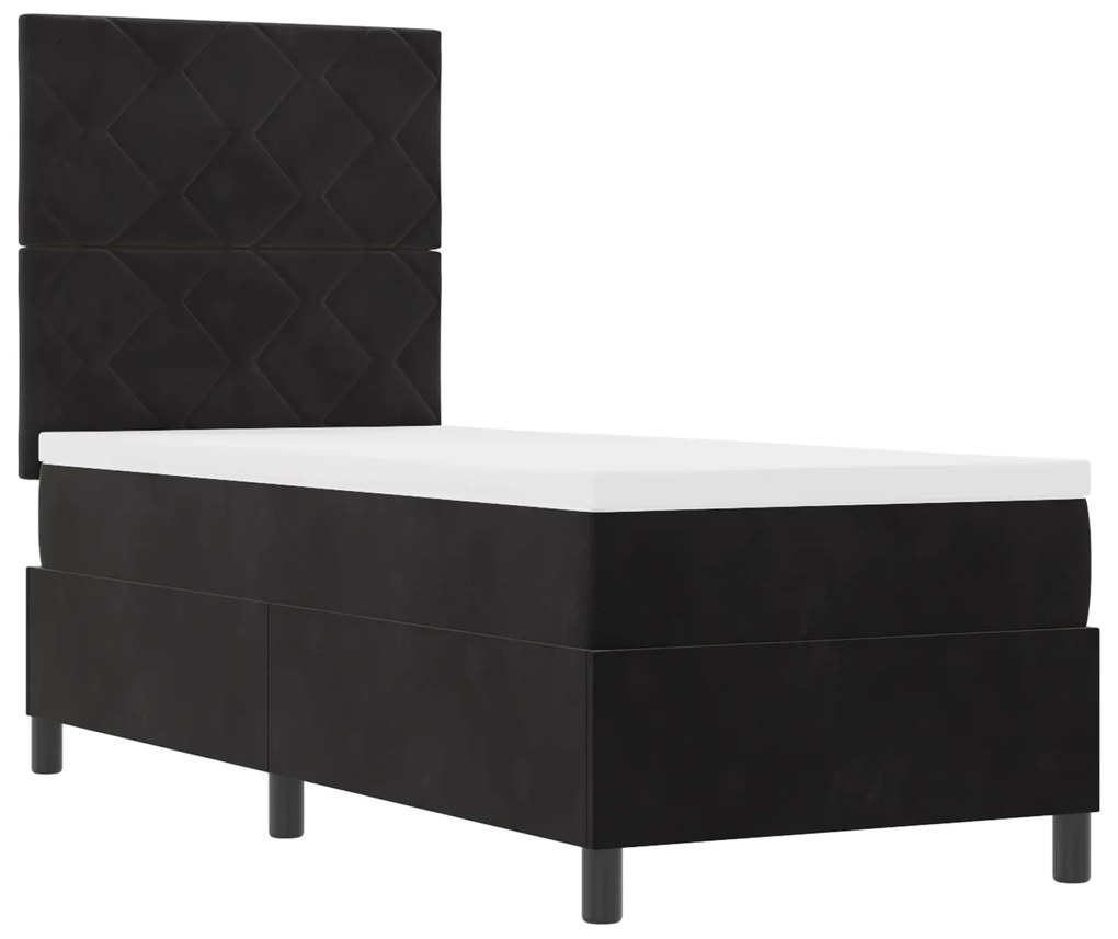 Cama Box com Colchão vidaXL Preto 80x200 cm Veludo