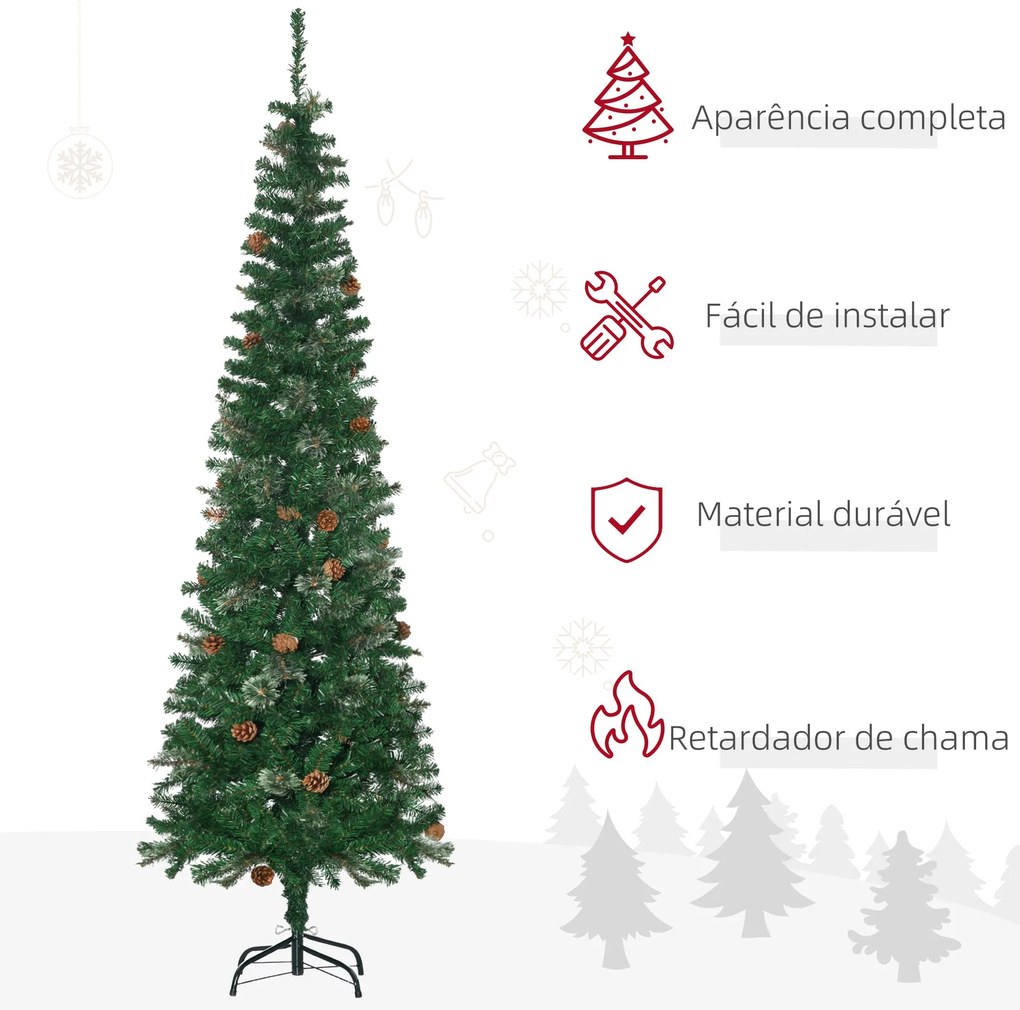 HOMCOM Árvore de Natal Artificial 195 cm Árvore de Natal com 556 Ramos