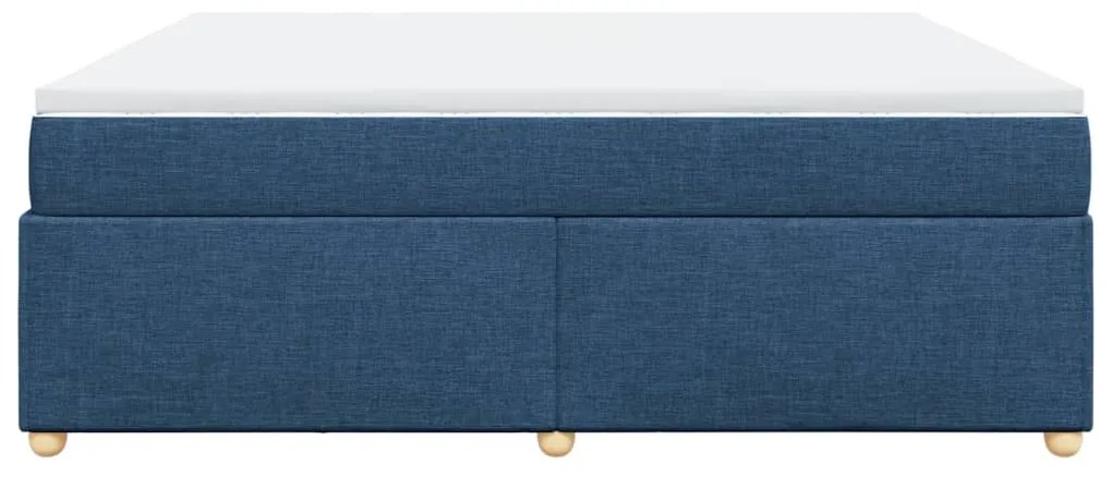 Cama com molas/colchão 200x200 cm tecido azul