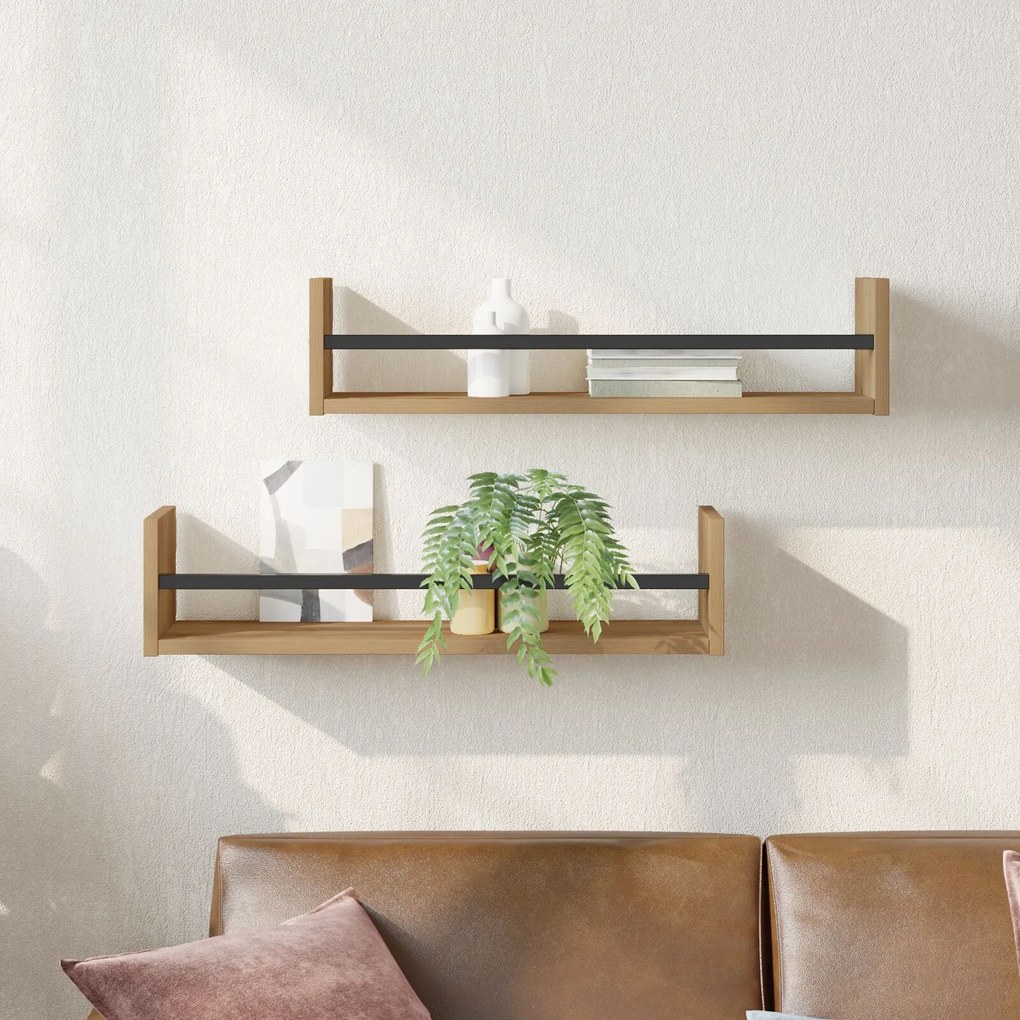 Prateleiras 2 pcs Carvalho Artisan 60x16x14 cm Madeira Engenharia