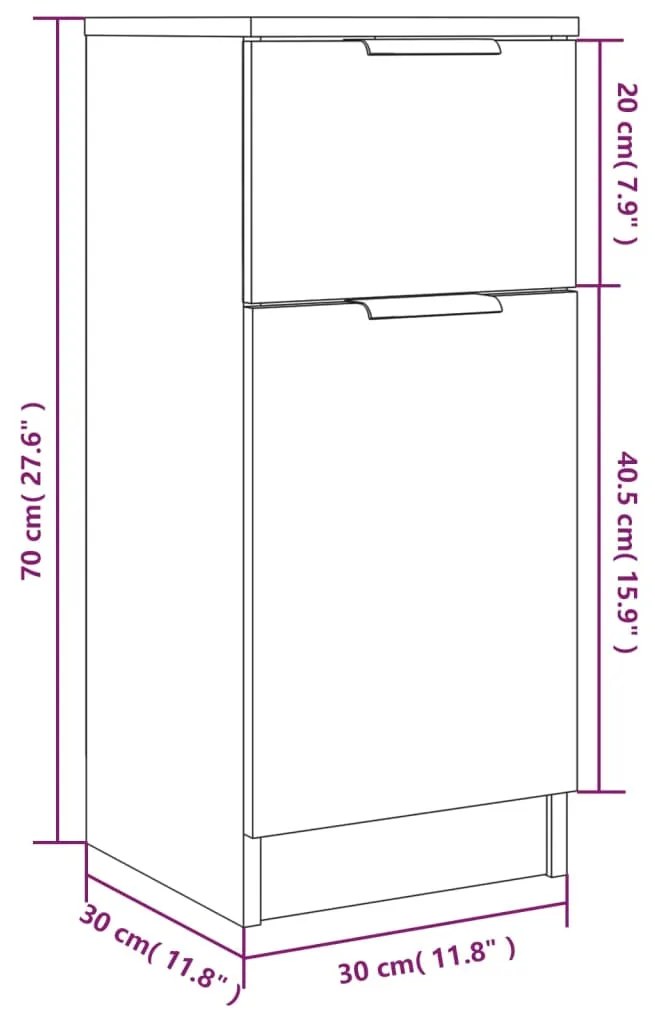 Aparadores 2 pcs 30x30x70 cm madeira processada branco