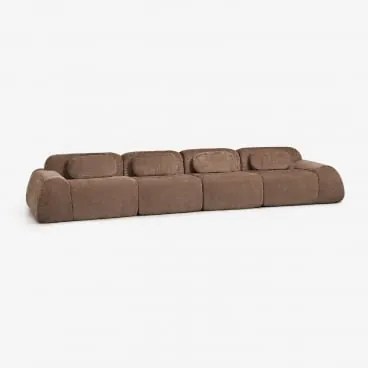 Sofá Modular De 4 Peças Em Chenille Embalado A Vácuo Merida Chenille Castanho Caramelo - Sklum