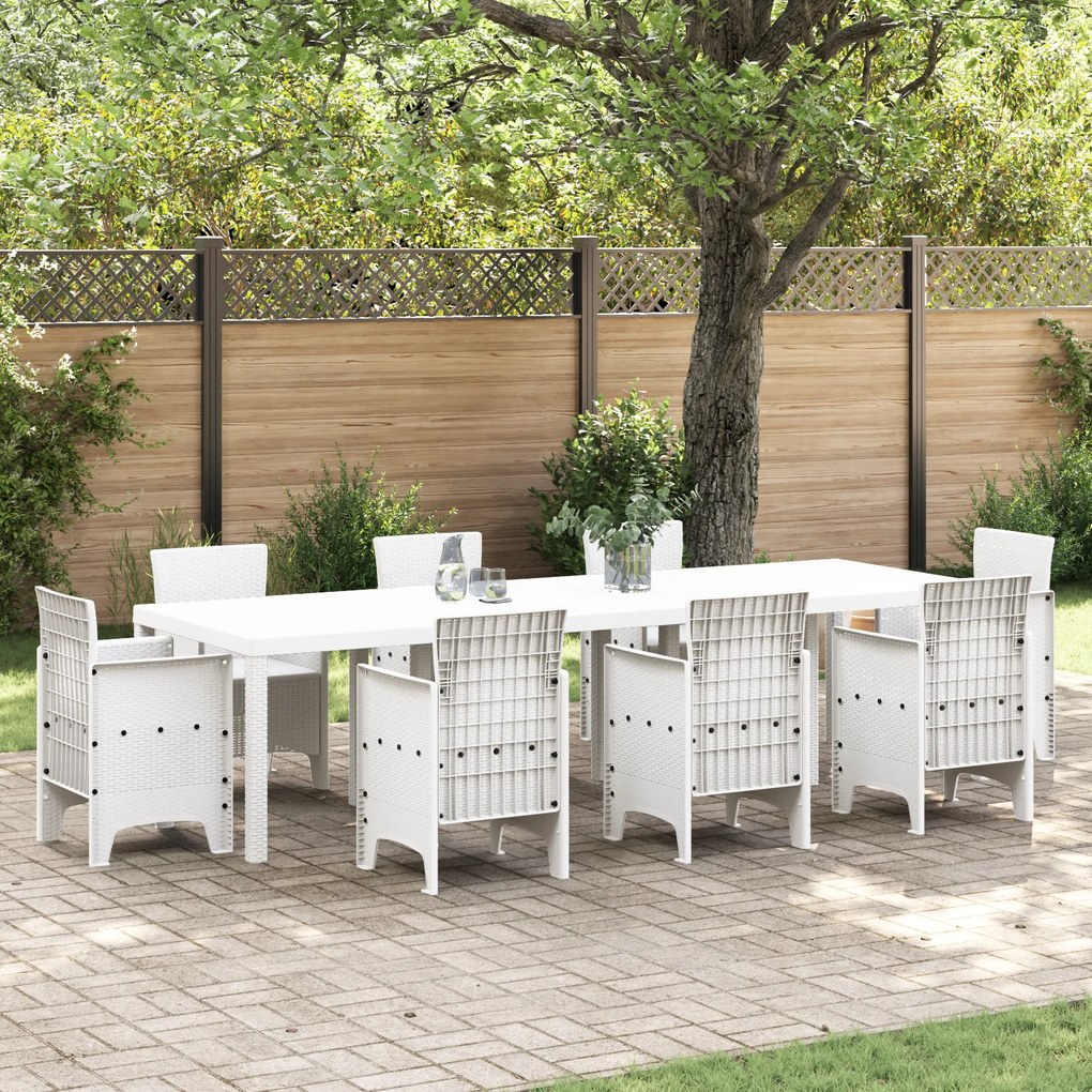 Mesa de Jardim Branca 300x100x73 cm Poly Rattan