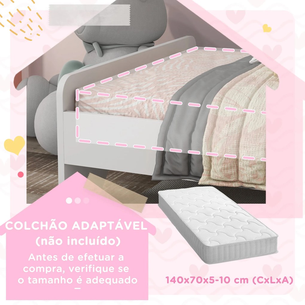 Cama para Crianças de 3-6 Anos 143x74x67 cm Cama Infantil de Madeira e