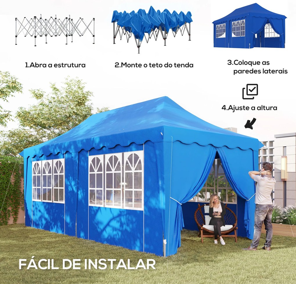 Tenda Dobrável Pop Up Tenda 596x300x315 cm Tenda Dobrável com 6 Parede