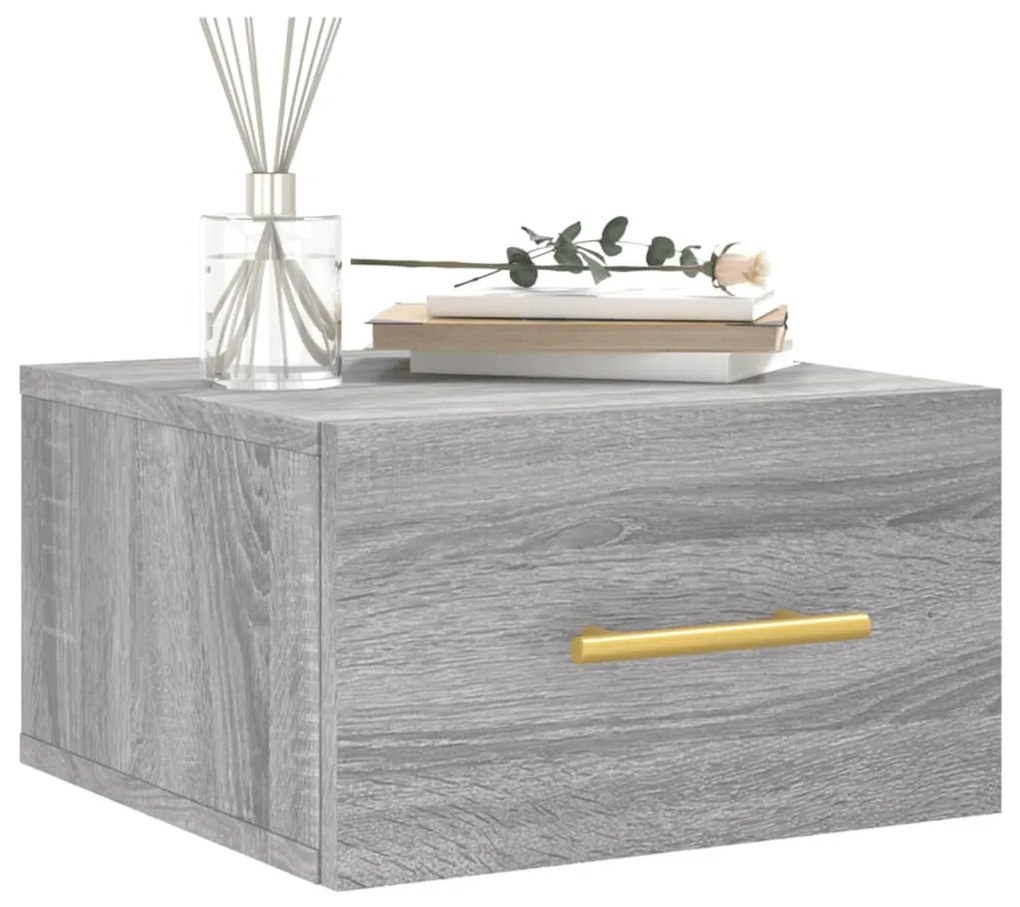 Mesa de cabeceira montagem na parede cinzento sonoma 35x35x20cm