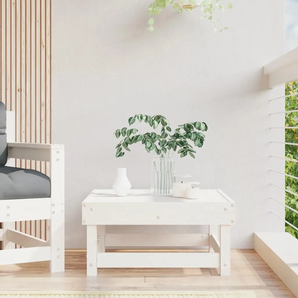Apoio de pés para jardim madeira de pinho maciça branco