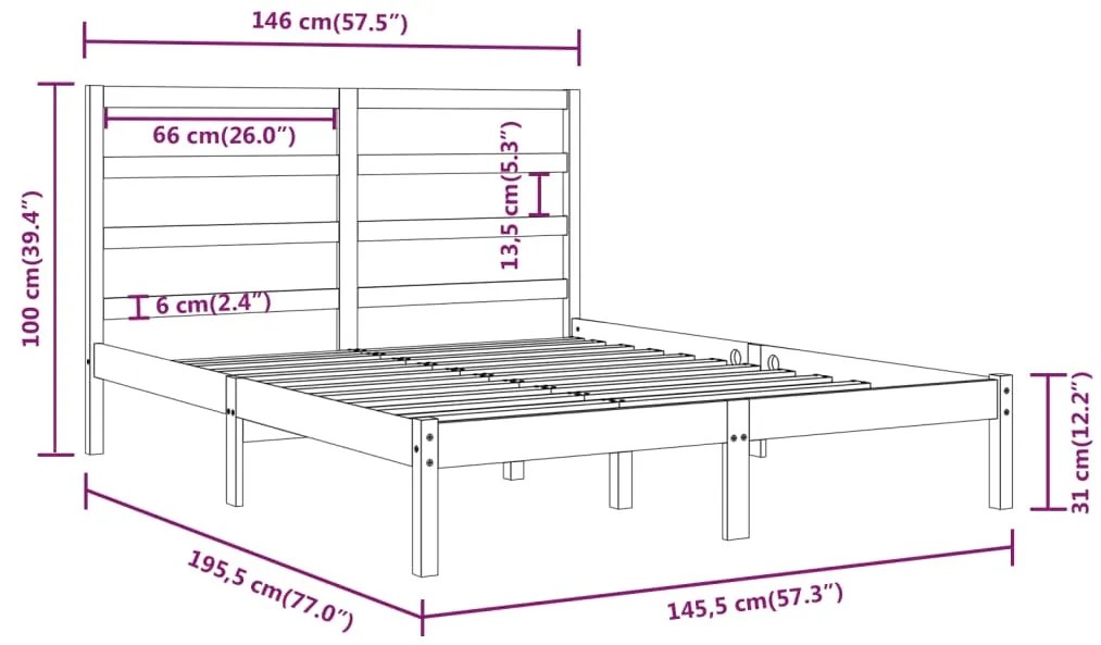 Cama sem colchão 140x190 cm madeira de pinho maciça branco