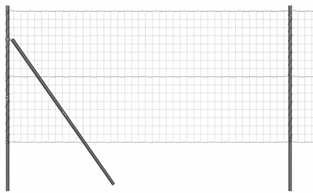 Cerca Euro da com 7 postes, 1x10 m em aço galvanizado cinza