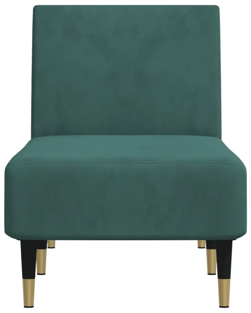 Chaise longue veludo verde-escuro