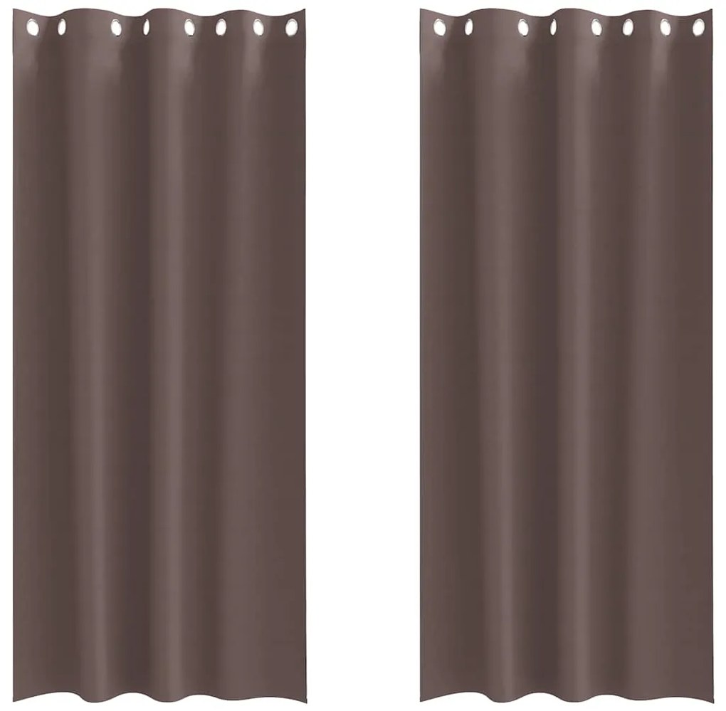 Cortinas 2 pcs Castanho escuro 260 x 140 cm Poliéster