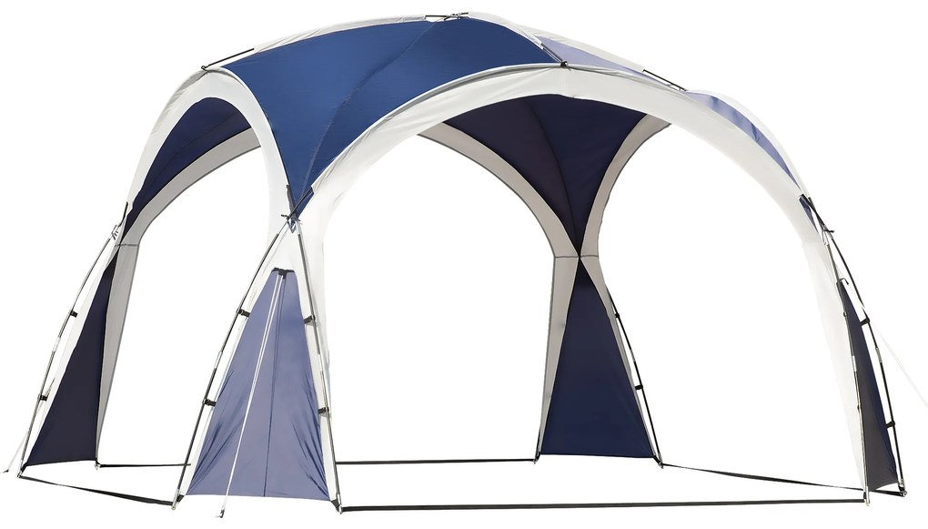 Outsunny Abrigo de Campismo 3,5x3,5 m Toldo de Campismo Dobrável com Gancho Proteção UV e Bolsa de Transporte Azul e Cinza Claro