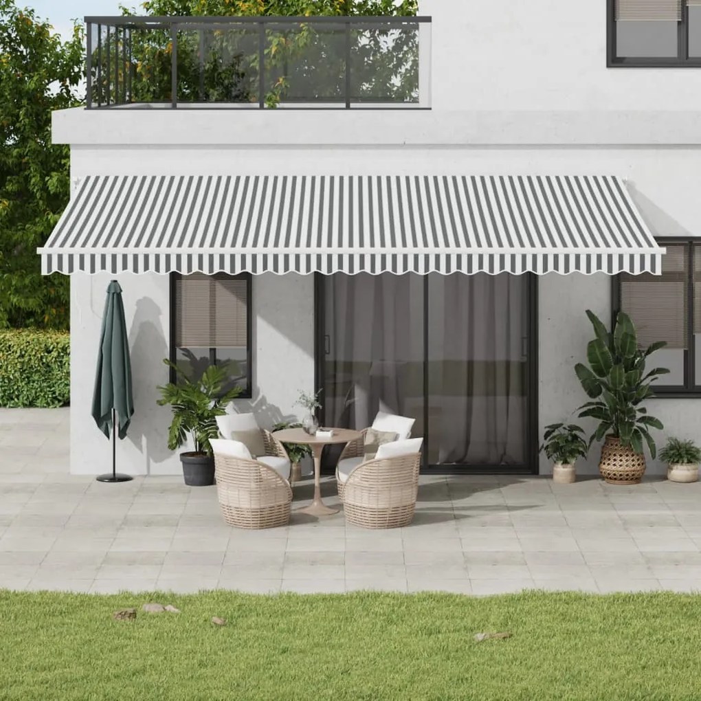 Toldo retrátil manual 600x300 cm antracite e branco