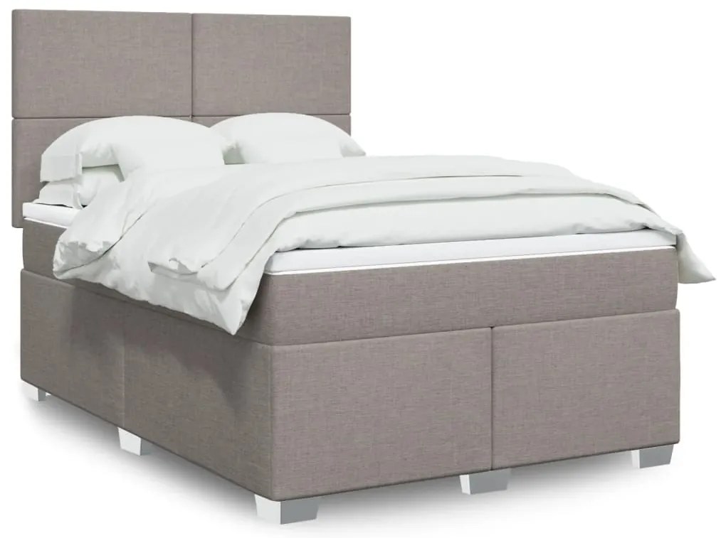 vidaXL Cama com molas/colchão 140x190 cm tecido castanho-acinzentado