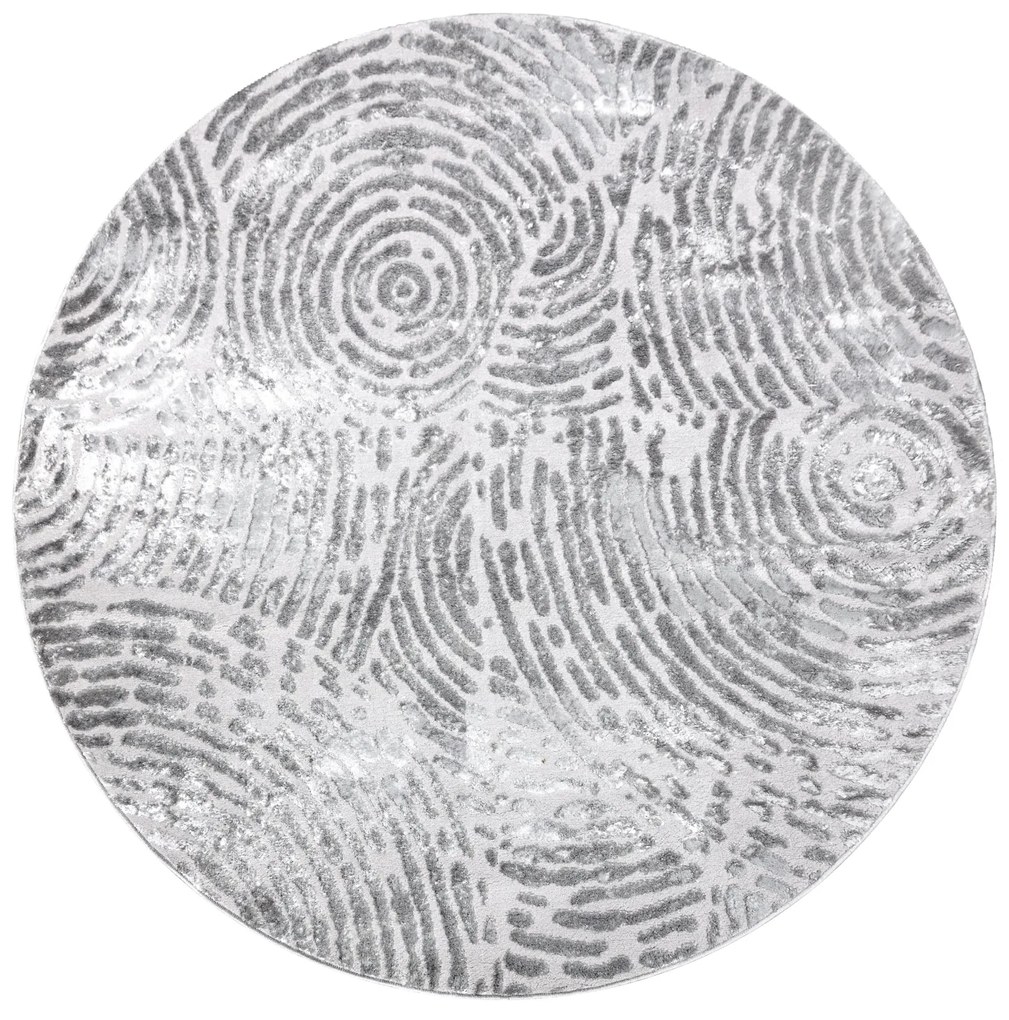 Tapete MEFE moderno  Circulo 8725 círculos Impressão digital - Structural dois níveis de lã cinza cinzento