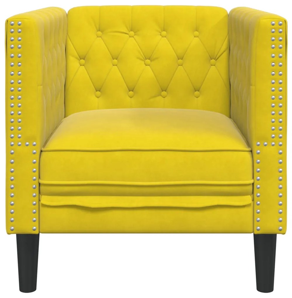 Sofá chesterfield veludo amarelo
