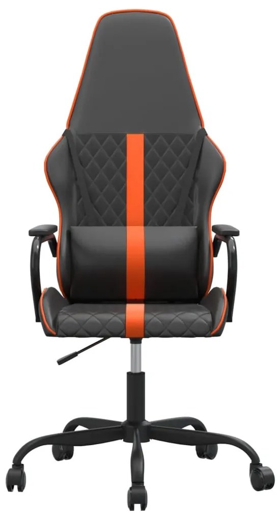 Cadeira gaming massagens couro artificial preto e laranja