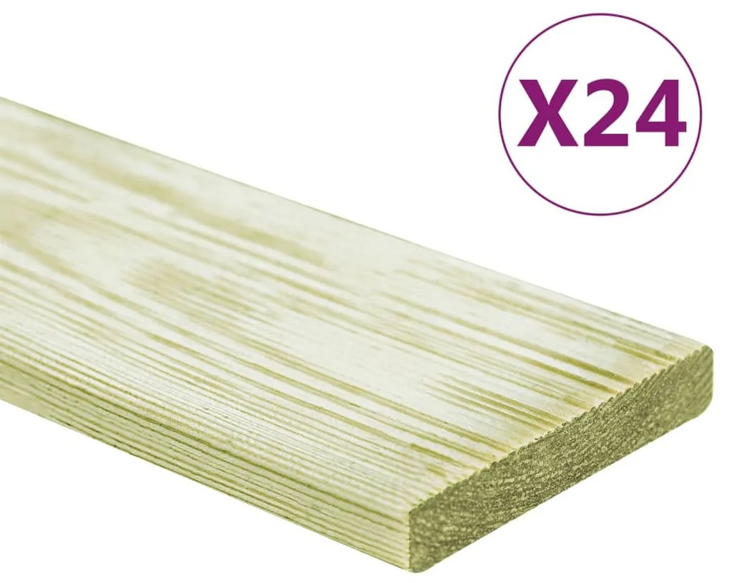 Tábuas de terraço 24 pcs 2,88 m² 1m pinho maciço impregnado